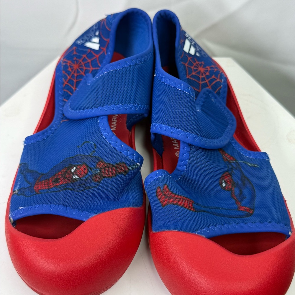 Adidas Blue and Red Marvel Spider-Man Sandals with Velcro Strap